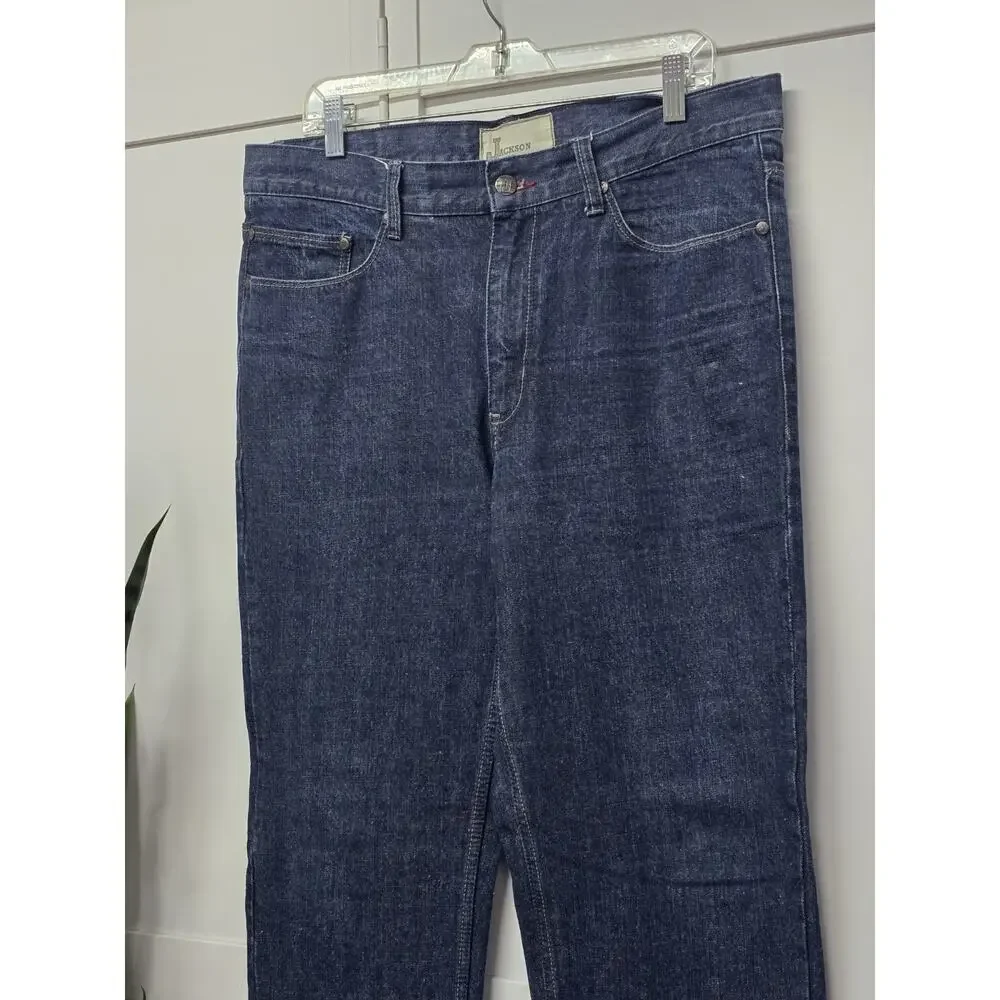 Jackson Straight Jeans Mens 36 X30 Blue Distressed 5 Pocket Retro Western Cowboy